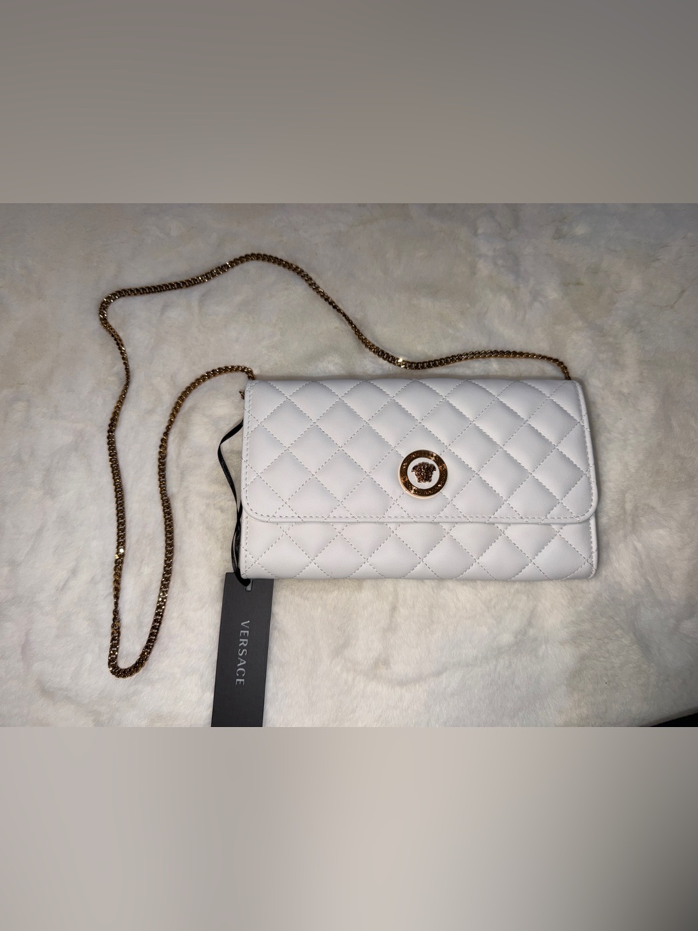 Versace White Quilted Wallet on Chain - Picture 10 of 11